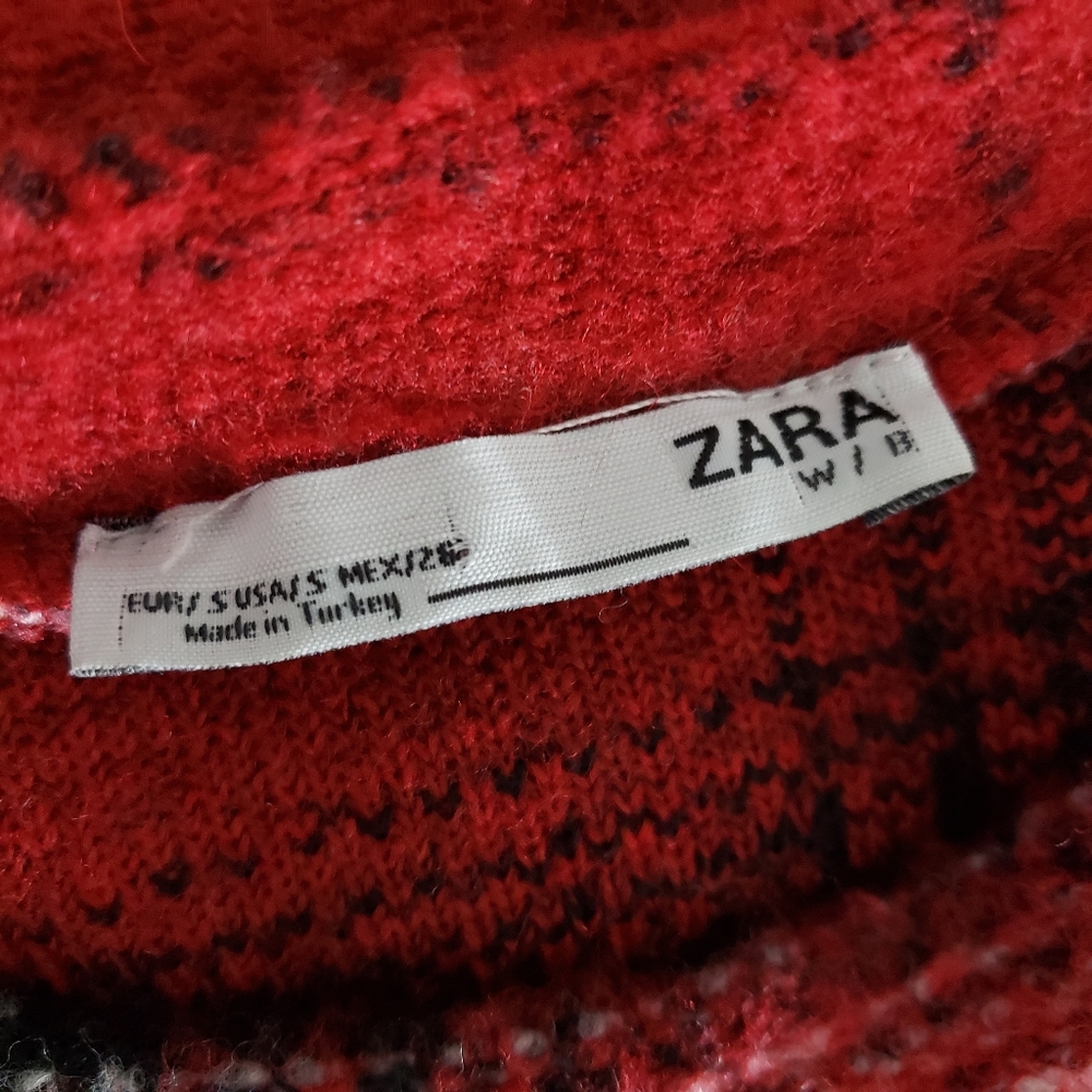 Zara Women's Wool Blend Plaid Check Oversized Sweater Top Sz Small - Picture 7 of 8